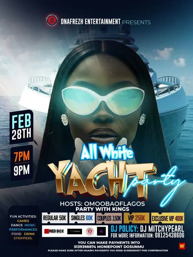 ALL WHITE YACHT PARTY – NURUDEEN AKANNIYENE DOSUNMU